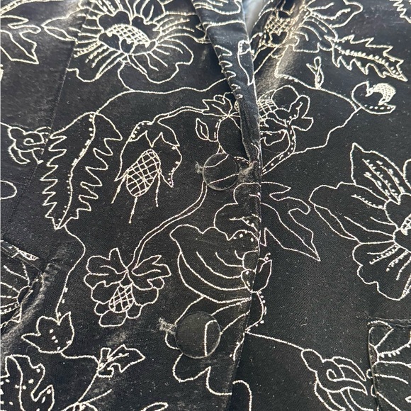 The Kooples women’s glitter flower printed black velvet blazer jacket size 38
